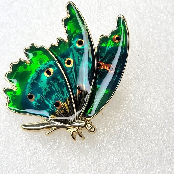 Green Butterfly Brooch Pin - Picture 9 of 14